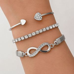 3 Pcs/Set Fashion Gold Plated Zircon <b>Infinity</b> Pattern 8 Number Ajustable <b>Bracelet</b> Set for Women Jewelry - Product Image 4