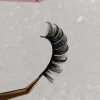 Faux cils en vison synthétique à marque privée, courbure D, effet naturel et volumineux, bande complète, style russe