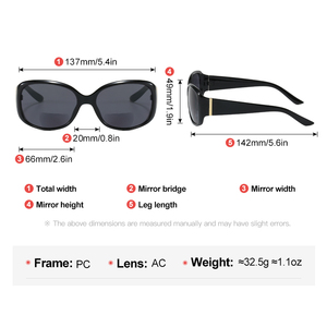 Elegant Fashionable Ladies' Large-frame Bifocal Customizable Varifocal <strong>Reading</strong> Glasses Metal <strong>Accessories</strong> Embedded Gray Lenses - Product Image 6