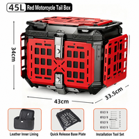LDQ 45L Mecha Design Aluminium Double Verrouillage Moto Top Case Noir Alliage Coffre Arrière Antichoc Anti-poussière Aventure