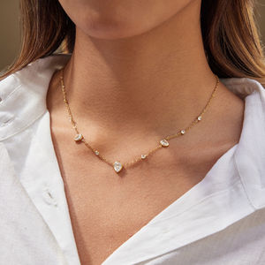 Gioielli da Donna alla Moda, Collana Girocollo con Zirconi Ovali e Rettangolari Placcata in Oro 18K PVD, Gioielli in Acciaio Inossidabile all'Ingrosso - Product Image 3