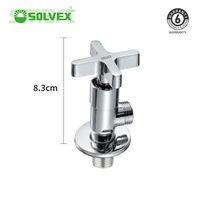 Robinet d'angle manuel double sortie robuste SOLVEX, corps en laiton forgé chromé résistant à la corrosion, taille de port 1/4, contrôle de l'eau