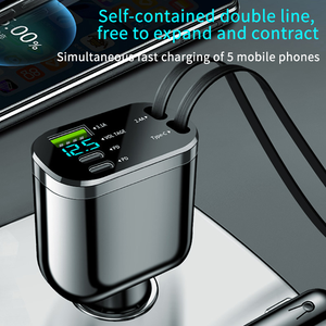 Nhà Máy Giá 4 Trong 1 Có Thể Thu Vào Xe Sạc Điện Thoại Di Động 2 USB Một Loại C Cổng Lisen Có Thể Thu Vào Xe Sạc 4 Trong 1 Iphone - Product Image 2