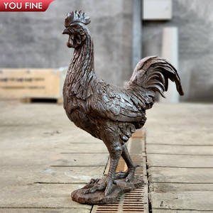 YOUFINELife Escultura de <span class=keywords><strong>Gallo</strong></span> de Bronce Rojizo Marrón Antiguo de Tamaño Real, Estatua de <span class=keywords><strong>Gallo</strong></span> en Pie que Canta para Villa o Piscina - Product Image 6