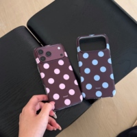 Casing HP iPhone 18 Pro Max 17 16 15 Motif Polkadot Besar Retro Warna Burgundy, Anti Benturan, Pelindung IMD TPU, Penutup Belakang