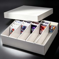 Boîte de rangement pour cartes à collectionner en carton ondulé avec couvercle, organisateur multi-compartiments pour cartes de jeu de collection