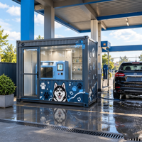Kiosque de lavage pour animaux de compagnie en plein air personnalisé, station de lavage pour chiens en libre-service, cabine commerciale modulaire avec système de paiement automatique et sécheuse intégrée