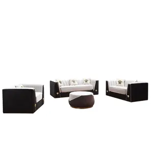 Guangdong modern luxury velvet fabric sofa supplier 3 seater 3 2 1 1 sofa set with fabric