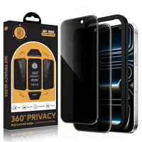 360 °   Protection d'écran anti-espion pour iPhone 17/18 Pro en verre trempé avec cadre d'alignement, compatible coque, dureté 9H, couverture intégrale
