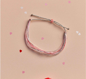 Besos bện Vòng đeo tay lung linh bạc trắng và hồng chuỗi bện Vòng đeo tay cho ngày Valentine Stack - Product Image 5