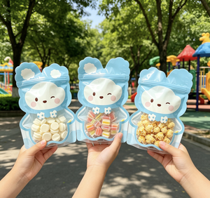 Bolsas con Cierre Personalizadas con Forma de Oso de Dibujos Animados, Ventana Transparente, Laterales Reforzados, para Dulces, Golosinas, Regalos, Desechables - Product Image 5