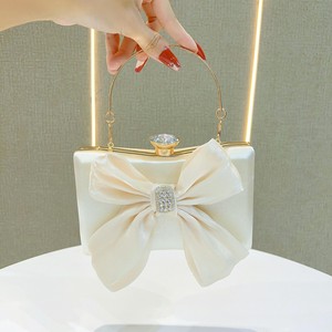Borse da Sera in Poliestere con Strass per Donna, Pochette Bianca Scintillante con Fiocco in Cristallo, <span class=keywords><strong>Borsa</strong></span> di Lusso con Chiusura Magnetica - Product Image 1