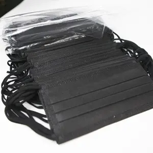 Wholesale 3 Ply box 50 pcs Non-woven Printing logo custom black face mask disposable face mask