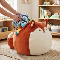 Housse de pouf de rangement en peluche grande taille en forme de renard pour enfants, filles, maison et bureau