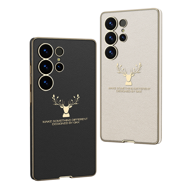 GKK 2025 Hot Sales Luxury Anti-shock Protection Electroplated PU Deer Logo UltraThin Phone Case for for S25 Ultra IP15