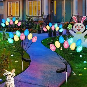 ไฟประดับรูปไข่อีสเตอร์แบบแตกสีสันสดใส 5 ชิ้น, ไฟ LED รูปไข่แตกหลากสีสันสำหรับตกแต่งสวน, กันน้ำ เปิด-ปิดอัตโนมัติ ใช้พลังงานแสงอาทิตย์ - Product Image 2