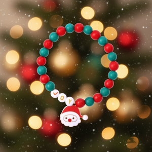 Pulsera de cuentas navideña con dije de Papá Noel, 18 cm, joyería de moda unisex - Product Image 2