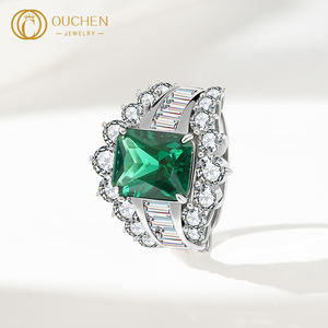 แหวนแต่งงาน/หมั้นเพชรพลอยทรงเหลี่ยม 5A 8A คุณภาพสูง ประดับเพชรซิคอน สำหรับผู้หญิง ดีไซน์หรูหรา จาก OUCHEN Jewelry - Product Image 5