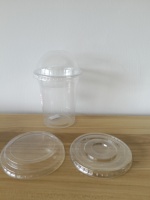 Gobelets à parfait en plastique transparent recyclables de 12 oz avec insert et couvercles en dôme sans trou, 50 ensembles, sans fuite, pour le petit-déjeuner et les collations