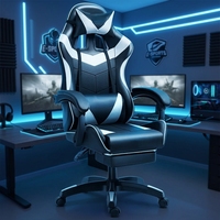 Chaise de jeu d'ordinateur en cuir Pu Rgb Led avec lumières et haut-parleurs chaise de jeu de Massage de course hauteur réglable Silla Gamer