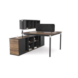 2 Persona lo contrario asiento de almacenamiento compacto abierta estación de trabajo de oficina escritorio con gabinete - Product Image 3