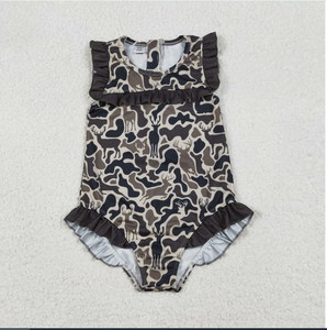 Trajes de Baño de 1 Pieza con Estampado de Camuflaje en 5 Colores para Niñas, Conjuntos de Baño para Hermanas - Product Image 4