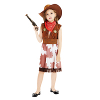 Enfants Fantaisie Cosplay Brun Costume Carnaval Fête Cowgirls Robe Costume