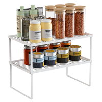 Lanejoy Étagère de rangement pour armoire de cuisine en métal 2 niveaux Empilable et extensible