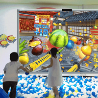 Mur de projection interactif pour lancer de balles en aire de jeux intérieure, jeu interactif mural pour enfants