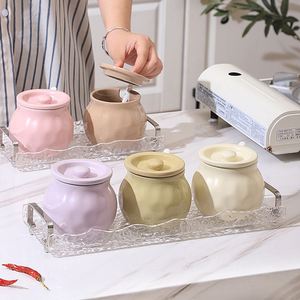 Creative Ceramic Microwavable Eco-Friendly Seasoning <b>Jar</b> with Spoon Light Luxury <b>Kitchen</b> Spice Herb <b>Storage</b> Containers - Product Image 4