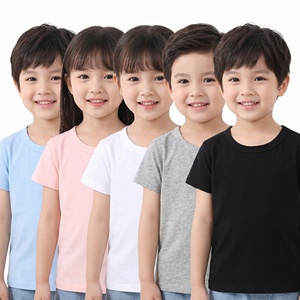 <span class=keywords><strong>Camiseta</strong></span> básica personalizada Unisex para niños pequeños, camisetas 100% de algodón de manga corta de Color sólido liso en blanco, camisetas para niños y niñas - Product Image 1