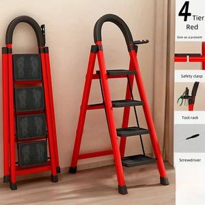 Escada de Metal Multiuso Escada Dobrável com Anti-Slip Pedais Fecho de Segurança Ferramenta Rack Fácil de Mover para Uso Doméstico - Product Image 5