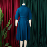 Robes de travail tendance D3341 pour femmes, élégantes et décontractées, à manches mi-longues, col en V, pour le bureau, robes de travail formelles, robes africaines