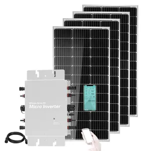Pequeño portátil 800W 1kw 2kw Solar PV en el sistema de conexión a la red sistema de energía solar doméstico para toda la casa cochera techo balcón