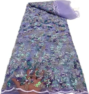 2023 Kain Renda Pengantin Desain Renda Mewah Multi Warna Renda Payet untuk Wanita Berpakaian