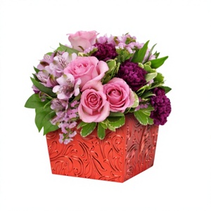 Modern Design Square Bowl Emboss Flower <b>Pot</b> Arabesque Pattern for Indoor Home Decorative Flower Arrangements - Product Image 1