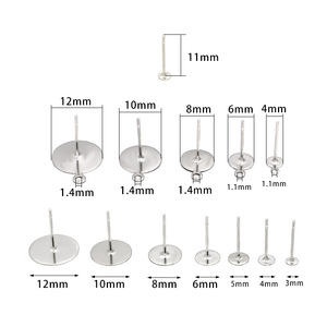 304 Stainless Steel Flat <b>Stud</b> <b>Earrings</b> DIY Jewelry Accessories Flat Head <b>Studs</b> For Ear Needles Unisex Everyday Wear - Product Image 2