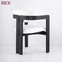 Chaise de salle à manger avec accoudoirs, style minimaliste moderne, structure en bois massif, coussins en tissu, pour la maison, la cuisine, l'hôtel, le restaurant, le café, les événements