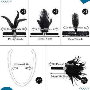 الكلاسيكية 1920s الزعنفة العصابة الأسود ريشة كرنفال خوذة 20s الزعنفة موضوع اكسسوارات الأسود ريترو نمط زي - Product Image 2