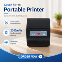 Caysn 58mm Android IOS Printer Thermal Mini Nirkabel Bluetooth Portabel dengan Baterai Isi Ulang untuk Ponsel