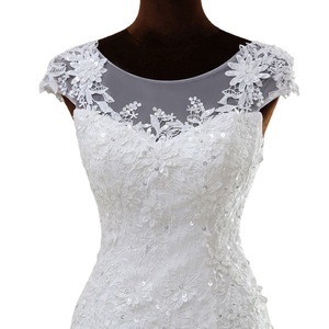 White Mermaid Lace Wedding Dress Sweetheart Neckline Backless Long Train Mori Girl Style - Product Image 5