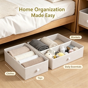 Tiroir de <span class=keywords><strong>rangement</strong></span> pliable en tissu non tissé, simple niveau, capacité 6-10L, 28x39x12.7cm, armoire portable durable pour vêtements et jouets - Product Image 4