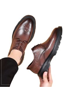 Oxford Vintage Blue and Red Mixed Color Design Waterproof <b>Height</b> <b>Increasing</b> Autumn Men's Business Office <b>Shoes</b> - Product Image 3