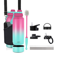 Everich – bouteille d'eau à Double paroi en acier inoxydable 304, isolée sous vide, à large ouverture, avec compartiment de rangement, offre spéciale