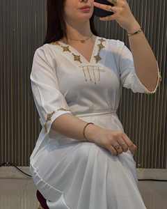 Nouveau style de femmes Dubai Abaya de luxe blanc et or Abaya élégante pour la fête des femmes musulmanes - Product Image 4