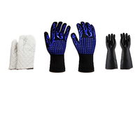 Offre Spéciale 1472F gant de sécurité Bbq Gant de sécurité pour grillades Ensemble de barbecue en cuir de silicone Gants de cuisson au four noirs