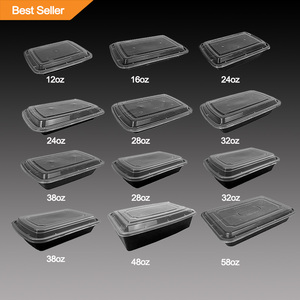 Récipients d'emballage alimentaire rectangulaires jetables Boîtes à bento en plastique avec couvercle - Product Image 2