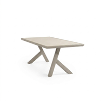 Table de jardin rectangulaire en aluminium avec plateau en PSPC thermolaqué, base en X, pour villa