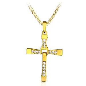 Collier pendentif en argent strass classique pour hommes cristal jésus croix collier rapide et furieux bijoux cadeau accessoires