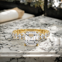 Anello di fidanzamento a mezza eternità con diamante coltivato in laboratorio, certificato IGI CVD 2 carati D VS1 taglio Asscher, in oro 18K/14K per la sposa di lusso